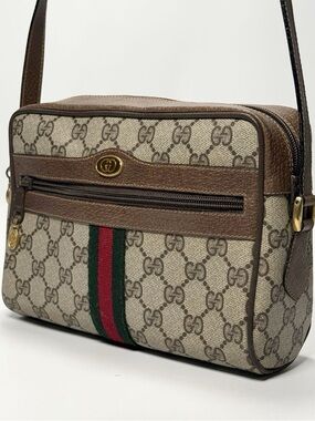 Gucci GG Canvas Crossbody with Green & Red Web Stripe Supreme Ophidia